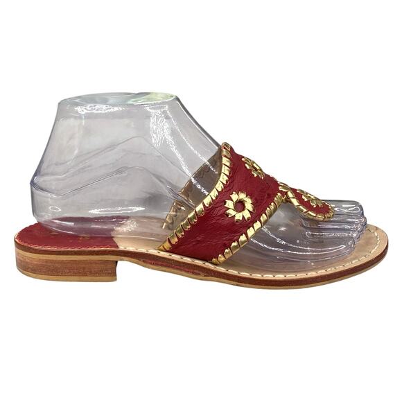Jack Rogers Women’s Red Leather Slip On Thong Sandals Size US 6 - Picture 1 of 10
